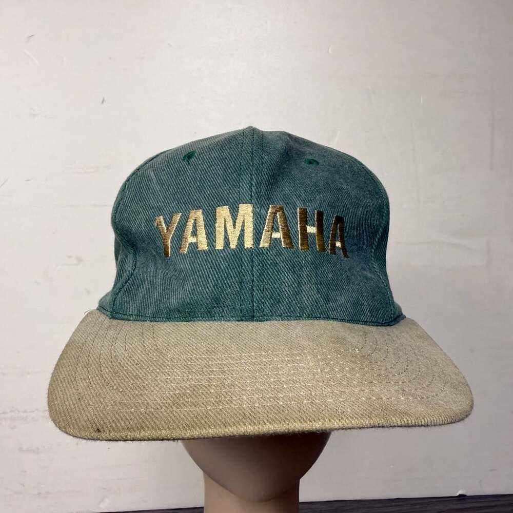 Yamaha Embroidered Cap Green Tan Strapback Hat